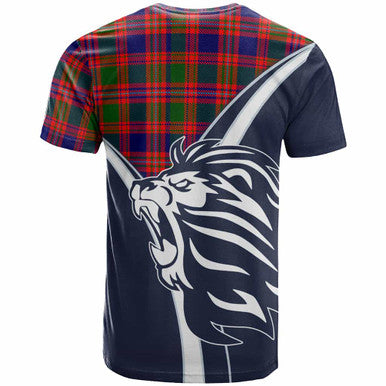 Scottish MacIntyre Clan Crest Tartan T-Shirt - Scottish Flag With Lion Back Side Tartan Plaid