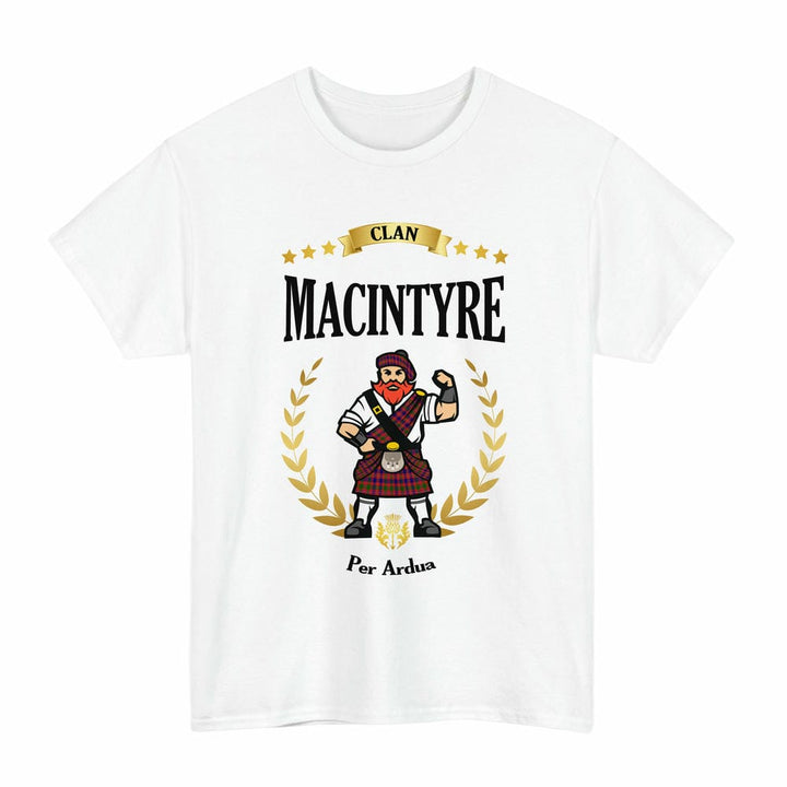 Scottish MacIntyre Clan Tartan T-Shirt - Motto Scotsman Tartan Plaid White Color