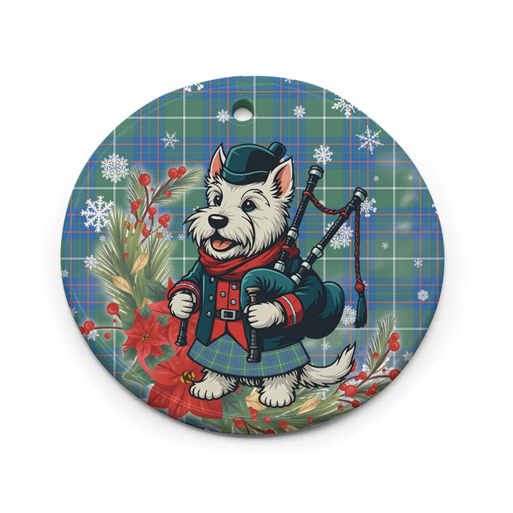 Scottish MacIntyre Hunting Ancient Clan Tartan Ceramic Ornament Cute Scottish Terrier Dog Circle Style Tartan Plaid
