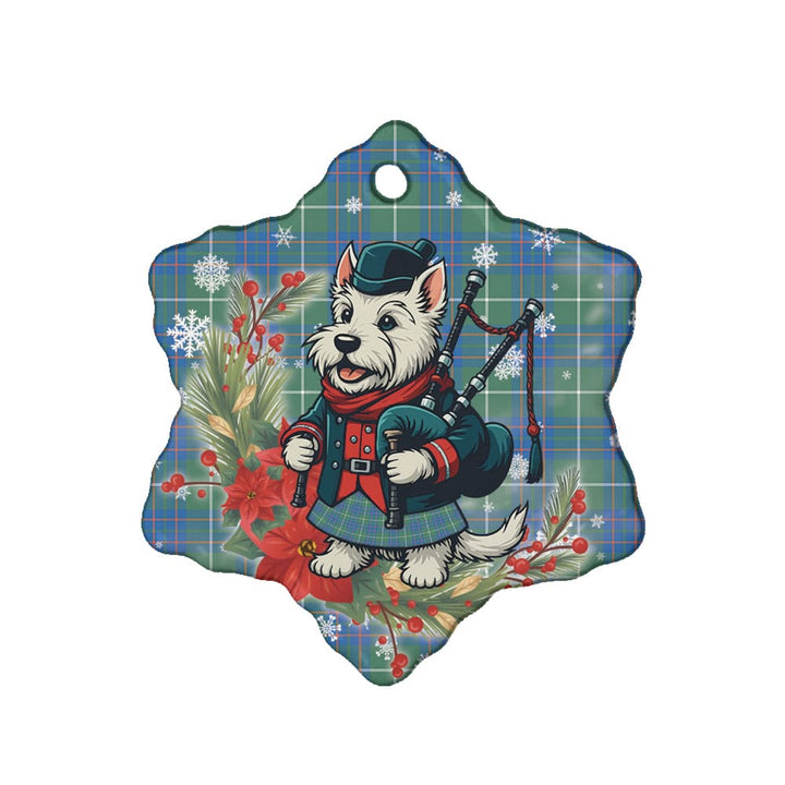 Scottish MacIntyre Hunting Ancient Clan Tartan Ceramic Ornament Cute Scottish Terrier Dog Snow Flake Style Tartan Plaid