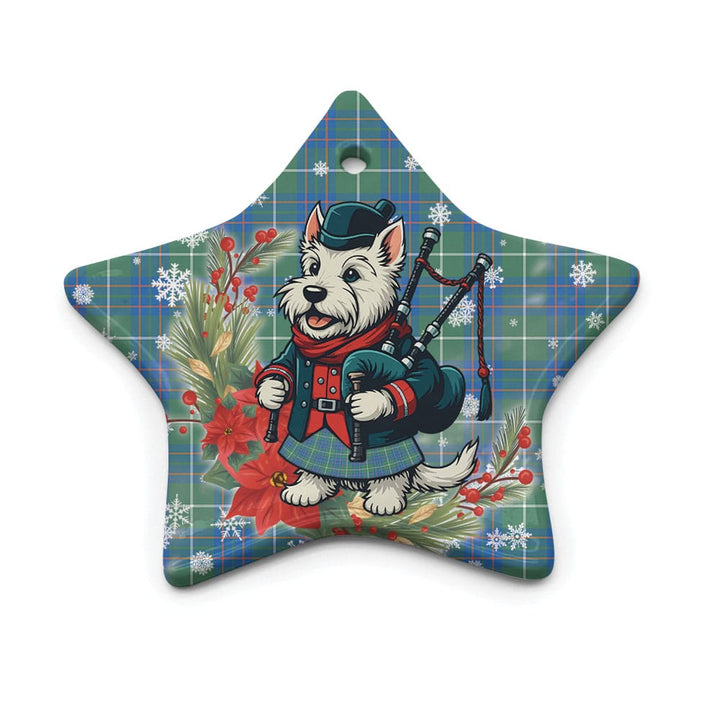Scottish MacIntyre Hunting Ancient Clan Tartan Ceramic Ornament Cute Scottish Terrier Dog Star Style Tartan Plaid