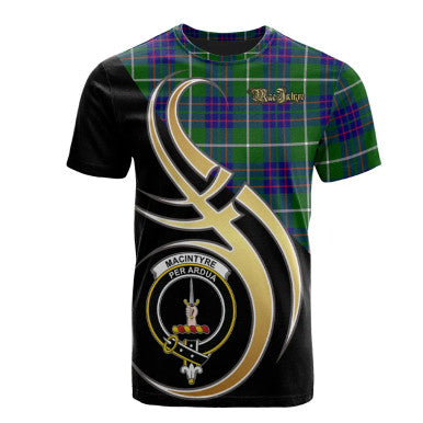 Scottish MacIntyre Hunting Modern Clan Crest Tartan T-Shirt Believe in Me Front Side Tartan Plaid