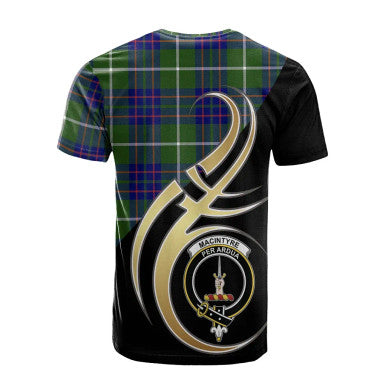 Scottish MacIntyre Hunting Modern Clan Crest Tartan T-Shirt Believe in Me Back Side Tartan Plaid