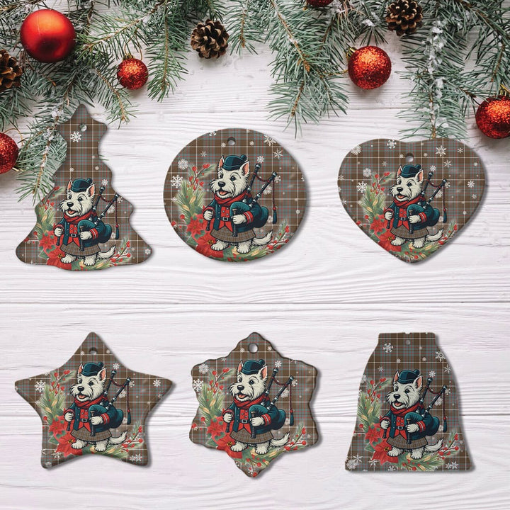 Scottish MacIntyre Hunting Weathered Clan Tartan Ceramic Ornament Cute Scottish Terrier Dog All Style Tartan Plaid
