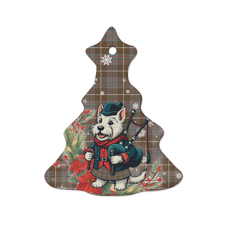 Scottish MacIntyre Hunting Weathered Clan Tartan Ceramic Ornament Cute Scottish Terrier Dog Tree Style Tartan Plaid