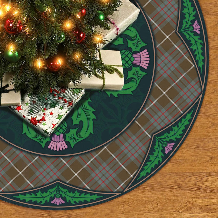 Scottish MacIntyre Hunting Weathered Clan Tartan Christmas Tree Skirt Old Scottish Thistle Flower No Tassels Tartan Plaid 2