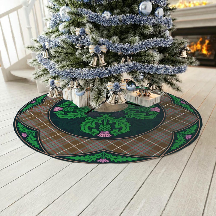 Scottish MacIntyre Hunting Weathered Clan Tartan Christmas Tree Skirt Old Scottish Thistle Flower No Tassels Tartan Plaid 3