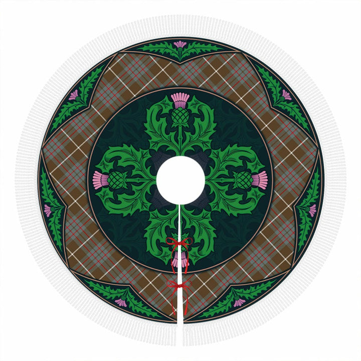 Scottish MacIntyre Hunting Weathered Clan Tartan Christmas Tree Skirt Old Scottish Thistle Flower Tassels Tartan Plaid 1