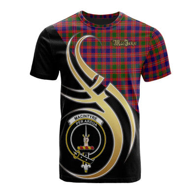 Scottish MacIntyre Modern Clan Crest Tartan T-Shirt Believe in Me Front Side Tartan Plaid