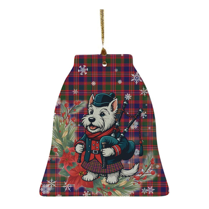 Scottish MacIntyre Modern Clan Tartan Ceramic Ornament Cute Scottish Terrier Dog Bell Style Tartan Plaid