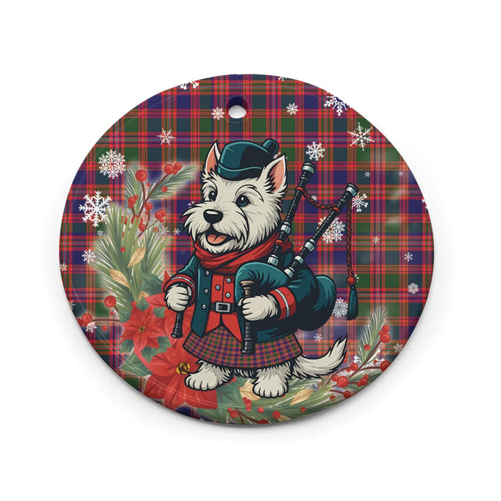 Scottish MacIntyre Modern Clan Tartan Ceramic Ornament Cute Scottish Terrier Dog Circle Style Tartan Plaid