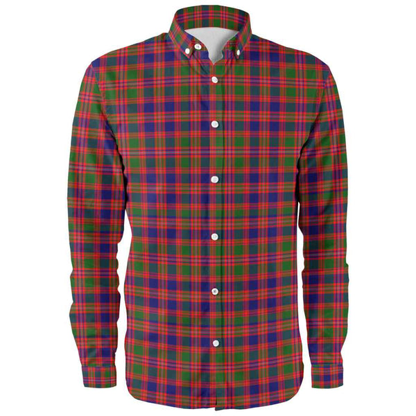 Scottish MacIntyre Modern Clan Tartan Long Sleeve Shirt Front Side Tartan Plaid