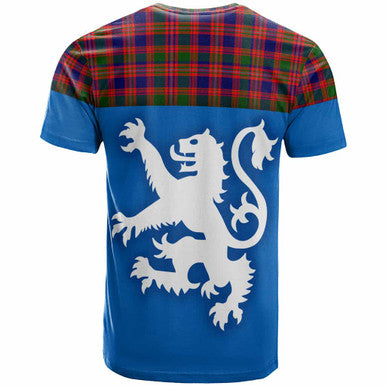 Scottish MacIntyre Modern Clan Tartan T-Shirt - Lion Rampant of Scotland With Flag Back Side Tartan Plaid
