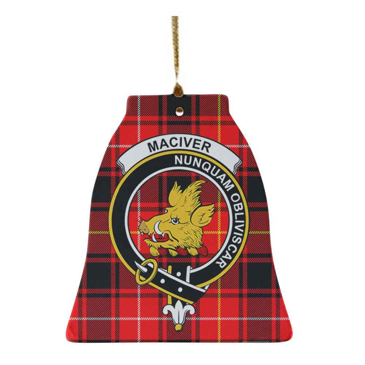 Scottish MacIver Clan Crest Tartan Ceramic Ornament Bell Shape Tartan Plaid