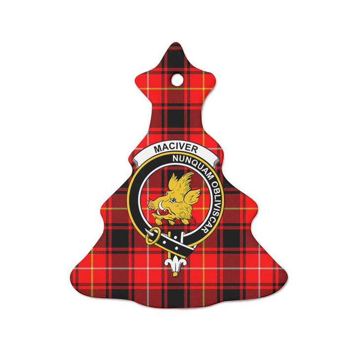 Scottish MacIver Clan Crest Tartan Ceramic Ornament Tree Shape Tartan Plaid