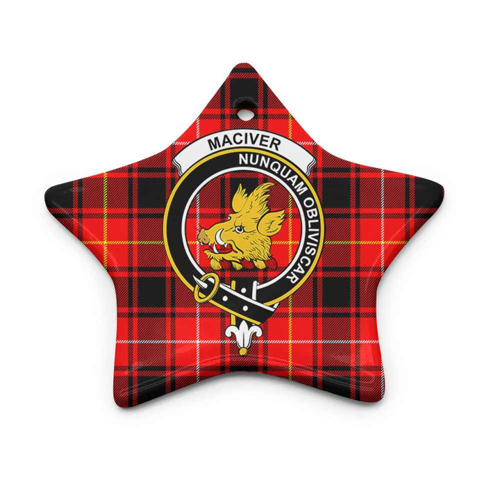 Scottish MacIver Clan Crest Tartan Ceramic Ornament Star Shape Tartan Plaid