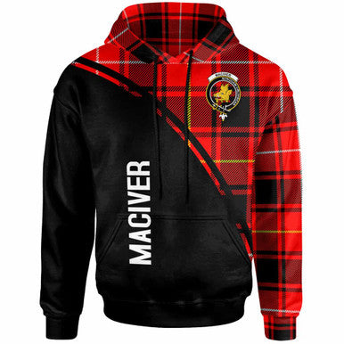 Scottish MacIver Clan Crest Tartan Curve Hoodie Front Side Tartan Plaid