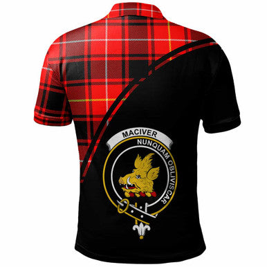 Scottish MacIver Clan Crest Tartan Curve Polo Shirt Back Side Tartan Plaid