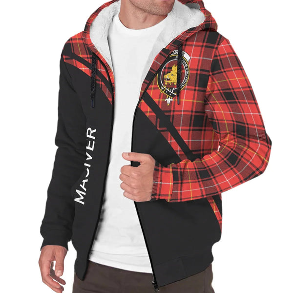 Scottish MacIver Clan Crest Tartan Curve Sherpa Hoodie