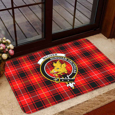 Scottish MacIver Clan Crest Tartan Door Mat Tartan Plaid 1
