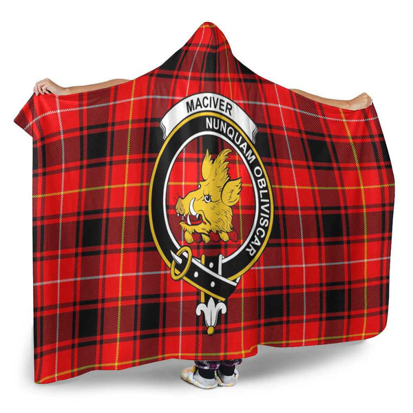 Scottish MacIver Clan Crest Tartan Hooded Blanket Tartan Plaid 2