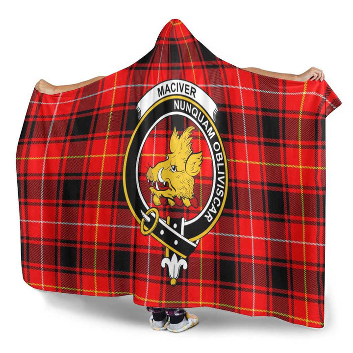 Scottish MacIver Clan Crest Tartan Hooded Blanket Tartan Plaid 3