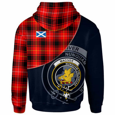 Scottish MacIver Clan Crest Tartan Hoodie - Bend Style Back Side Tartan Plaid