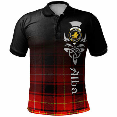 Scottish MacIver Clan Crest Tartan Polo Shirt - Alba Gu Brath Family Crest Celtic Inspired Front Side Tartan Plaid