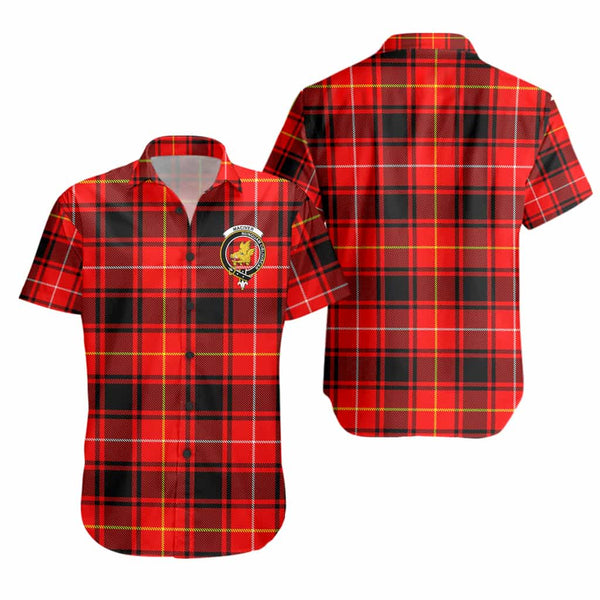 Scottish MacIver Clan Crest Tartan Short Sleeve Shirt Tartan Plaid