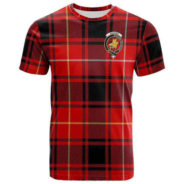Scottish MacIver Clan Crest Tartan T-Shirt Front Side Tartan Plaid