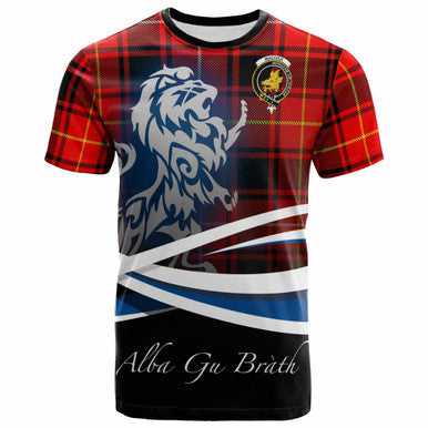 Scottish MacIver Clan Crest Tartan T-Shirt - Scotland Lion Front Side Tartan Plaid