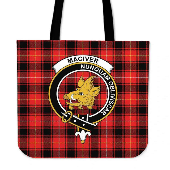 Scottish MacIver Clan Crest Tartan Tote Bag Tartan Plaid