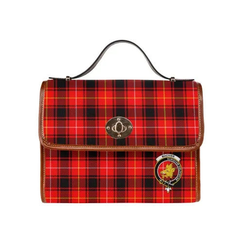 Scottish MacIver Clan Crest Tartan Waterproof Canvas Bag Tartan Plaid 1