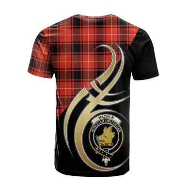 Scottish MacIver Modern Clan Crest Tartan T-Shirt Believe in Me Back Side Tartan Plaid