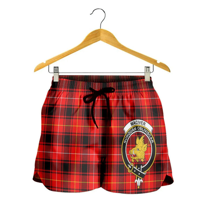 Scottish MacIver Modern Clan Crest Tartan Women Shorts
