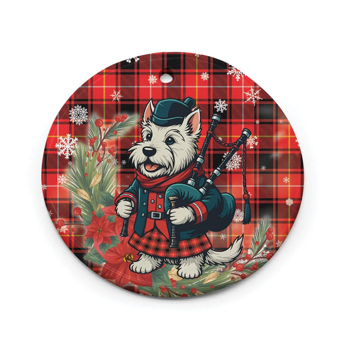 Scottish MacIver Modern Clan Tartan Ceramic Ornament Cute Scottish Terrier Dog Circle Style Tartan Plaid