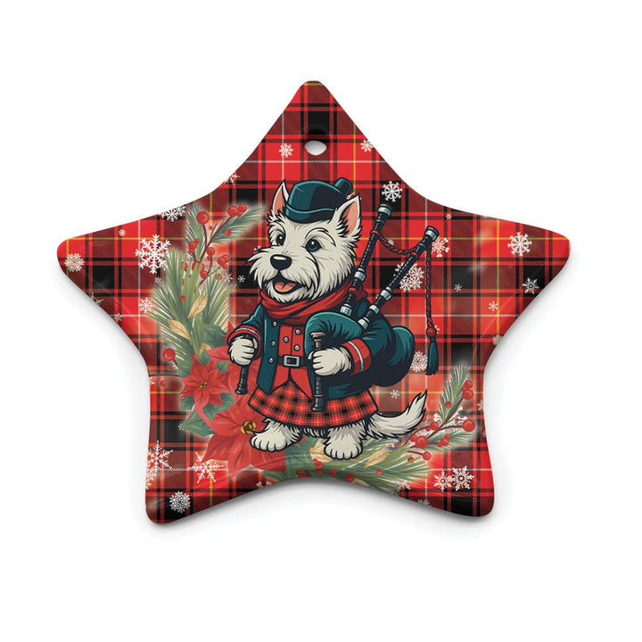 Scottish MacIver Modern Clan Tartan Ceramic Ornament Cute Scottish Terrier Dog Star Style Tartan Plaid