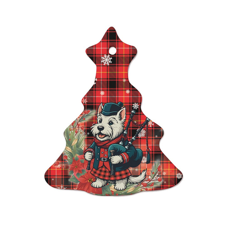 Scottish MacIver Modern Clan Tartan Ceramic Ornament Cute Scottish Terrier Dog Tree Style Tartan Plaid