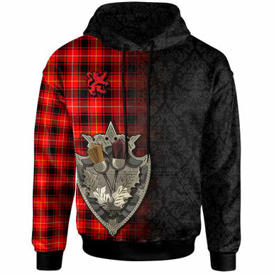 Scottish MacIver Modern Clan Tartan Hoodie - Half Thistle Flowers Celtic Design Front Side Tartan Plaid