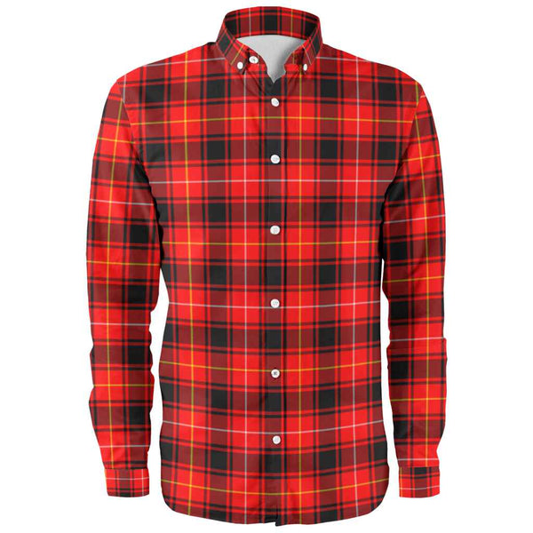 Scottish MacIver Modern Clan Tartan Long Sleeve Shirt Front Side Tartan Plaid
