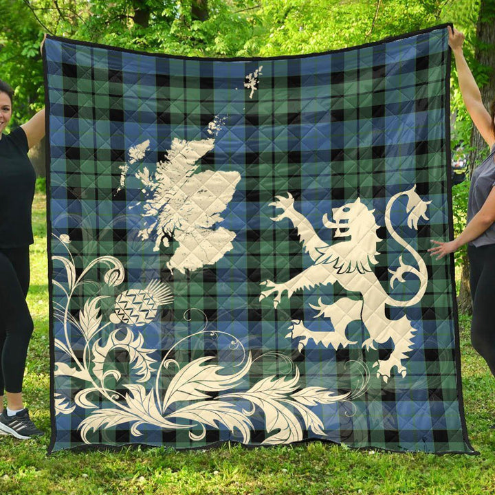 Scottish MacKay Ancient Clan Tartan Quilt Rampant Lion with Thistle Tartan Plaid 1