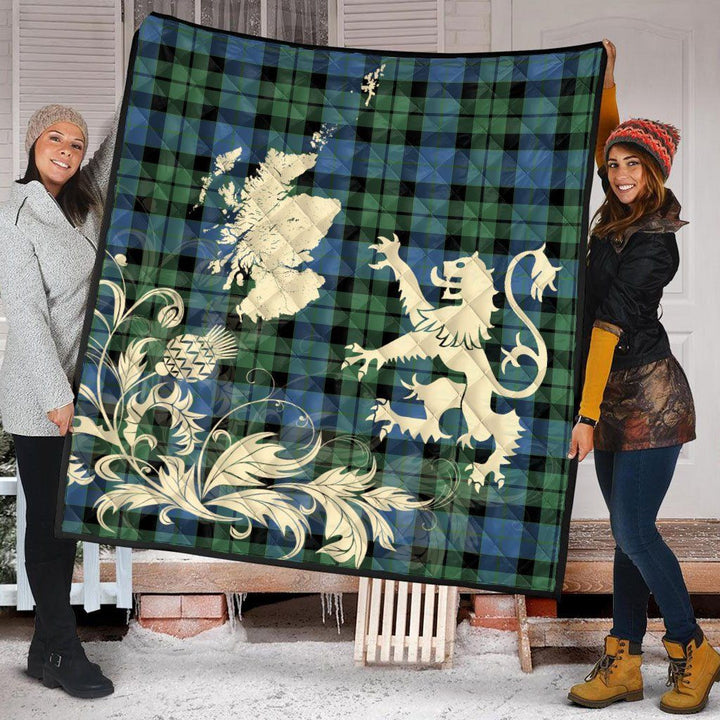 Scottish MacKay Ancient Clan Tartan Quilt Rampant Lion with Thistle Tartan Plaid 2