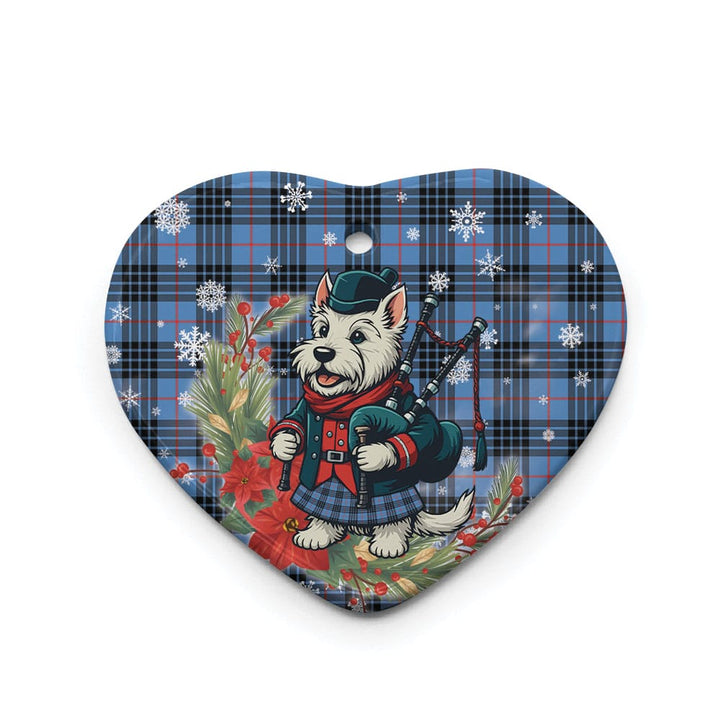 Scottish MacKay Blue Clan Tartan Ceramic Ornament Cute Scottish Terrier Dog Heart Style Tartan Plaid