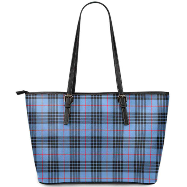 Scottish MacKay Blue Clan Tartan Leather Tote Tartan Plaid