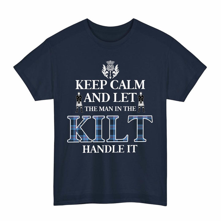 Scottish MacKay Blue Clan Tartan T-Shirt - Keep Calm Tartan Plaid Navy Color