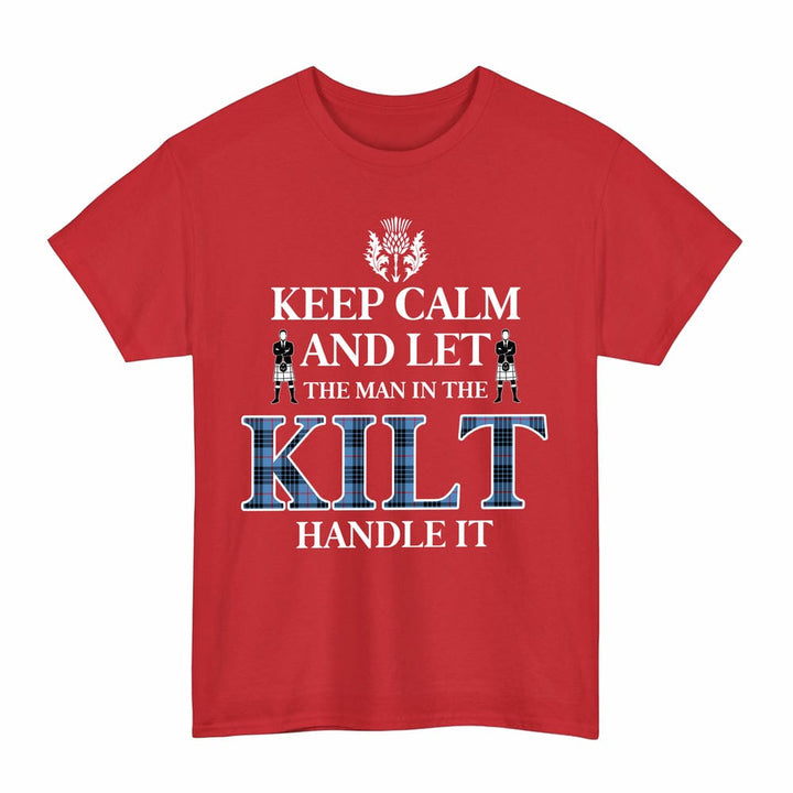 Scottish MacKay Blue Clan Tartan T-Shirt - Keep Calm Tartan Plaid Red Color