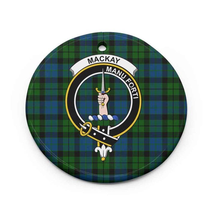 Scottish MacKay Clan Crest Tartan Ceramic Ornament Circle Shape Tartan Plaid