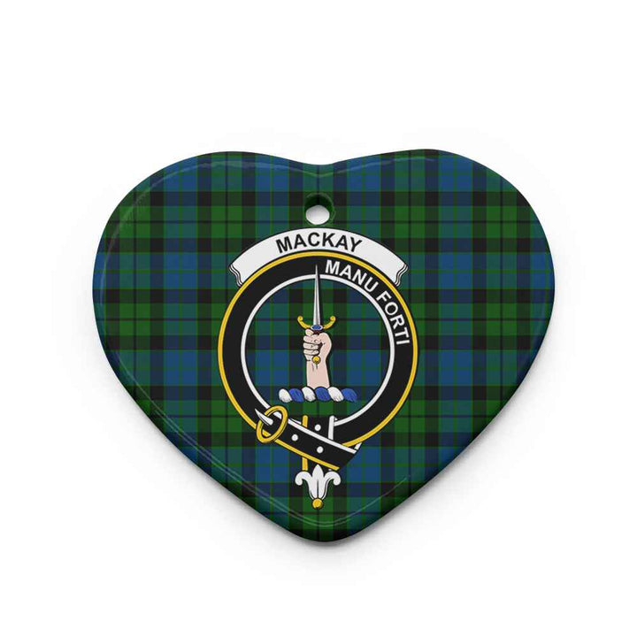 Scottish MacKay Clan Crest Tartan Ceramic Ornament Heart Shape Tartan Plaid