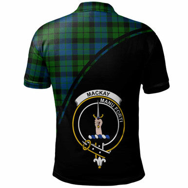Scottish MacKay Clan Crest Tartan Curve Polo Shirt Back Side Tartan Plaid