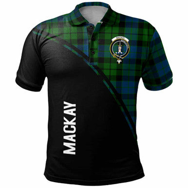 Scottish MacKay Clan Crest Tartan Curve Polo Shirt Front Side Tartan Plaid